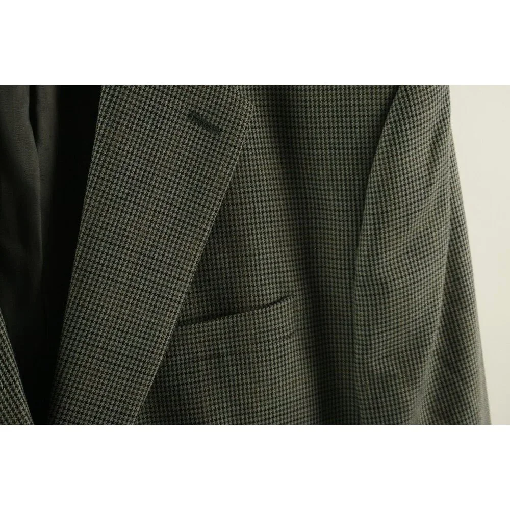 Lauren Ralph Lauren‎ Silk & Wool Mens 50R Gray Houndstooth Check Notch Blazer